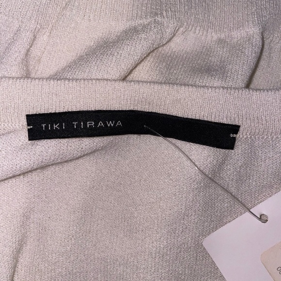 Tiki Tirawa size 1 M L Bone Pink Frayed Trim Cardigan Button Sweater 🏷 - Picture 10 of 15